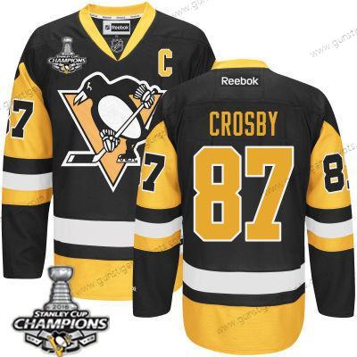 Herren Pittsburgh Penguins #87 Sidney Crosby Ausweichtrikot C Patch Trikots 2017 Stanley Cup Champions Patch – Schwarz