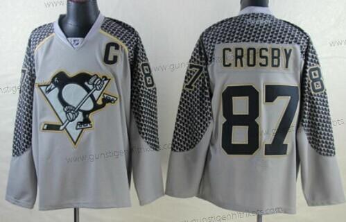 Herren Pittsburgh Penguins #87 Sidney Crosby Charcoal Trikots – Grau