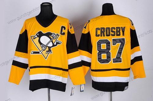 Herren Pittsburgh Penguins #87 Sidney Crosby Retro CCM Trikots – Gelb