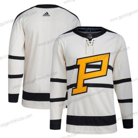 Herren Pittsburgh Penguins Leer 2023 Winter Klassisch Strickerei Trikots – Creme