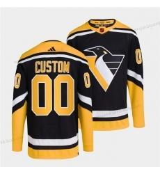 Herren Pittsburgh Penguins Personalisiertes 2022 Rückseite Retro Strickerei Trikots – Schwarz