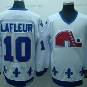 Herren Quebec Nordiques #10 Guy Lafleur Retro CCM Trikots – Weiß