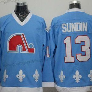 Herren Quebec Nordiques #13 Mats Sundin CCM Vintage Trikots – Blau