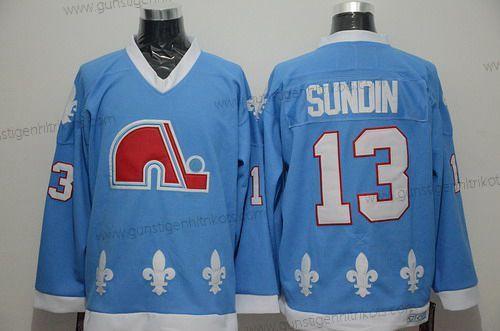 Herren Quebec Nordiques #13 Mats Sundin CCM Vintage Trikots – Blau