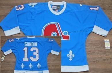 Herren Quebec Nordiques #13 Mats Sundin Retro CCM Trikots – Blau