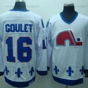 Herren Quebec Nordiques #16 Michel Goulet Retro CCM Trikots – Weiß