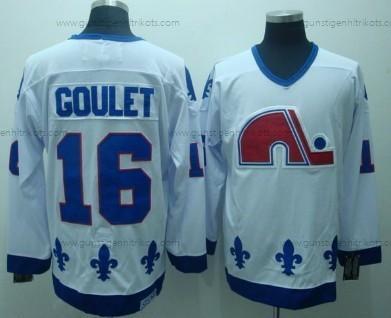 Herren Quebec Nordiques #16 Michel Goulet Retro CCM Trikots – Weiß