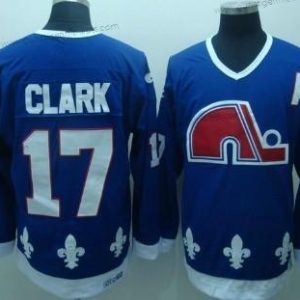 Herren Quebec Nordiques #17 Wendel Clark Retro CCM Trikots – Marineblau Blau