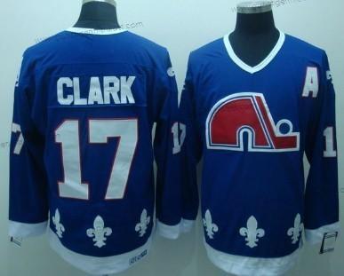 Herren Quebec Nordiques #17 Wendel Clark Retro CCM Trikots – Marineblau Blau