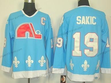 Herren Quebec Nordiques #19 Joe Sakic Retro CCM Trikots – Blau