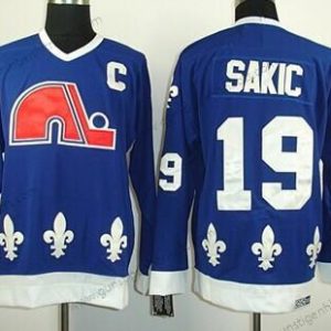 Herren Quebec Nordiques #19 Joe Sakic Retro CCM Trikots – Marineblau Blau