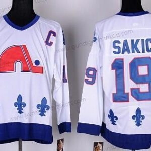 Herren Quebec Nordiques #19 Joe Sakic Retro CCM Trikots – Weiß