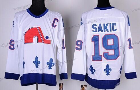 Herren Quebec Nordiques #19 Joe Sakic Retro CCM Trikots – Weiß