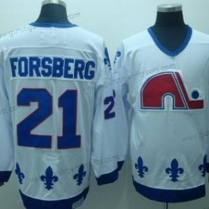 Herren Quebec Nordiques #21 Peter Forsberg Retro CCM Trikots – Weiß