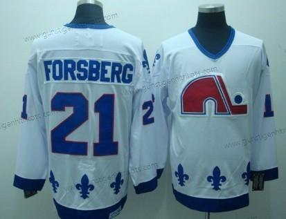 Herren Quebec Nordiques #21 Peter Forsberg Retro CCM Trikots – Weiß