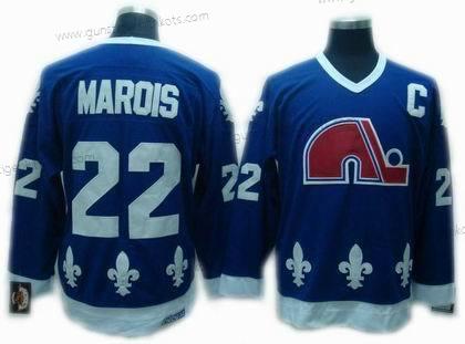 Herren Quebec Nordiques #22 Mario Marois Retro CCM Trikots – Marineblau Blau