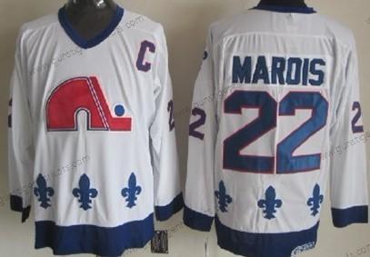 Herren Quebec Nordiques #22 Mario Marois Retro CCM Trikots – Weiß