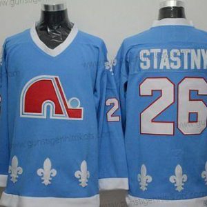 Herren Quebec Nordiques #26 Peter Stastny CCM Vintage Trikots – Blau