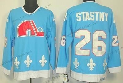 Herren Quebec Nordiques #26 Peter Stastny Retro CCM Trikots – Blau