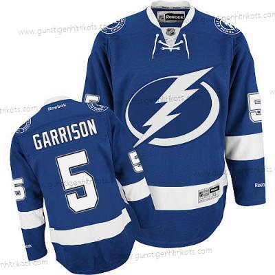 Herren Reebok Tampa Bay Lightning #5 Jason Garrison Premier Heimtrikots NHL Trikots – Blau