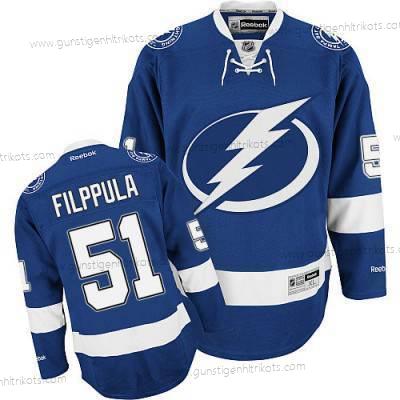 Herren Reebok Tampa Bay Lightning #51 Valtteri Filppula Heimtrikots NHL Trikots – Blau