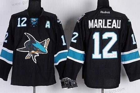 Herren San Jose Sharks #12 Patrick Marleau Ausweichtrikot Trikots – Schwarz