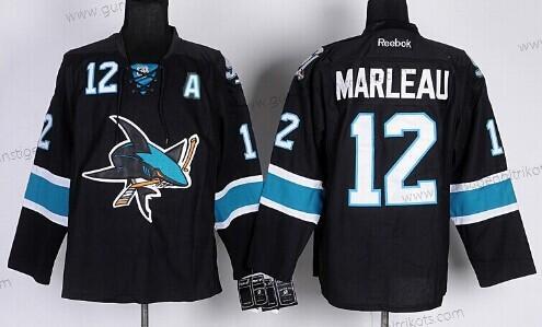 Herren San Jose Sharks #12 Patrick Marleau Ausweichtrikot Trikots – Schwarz