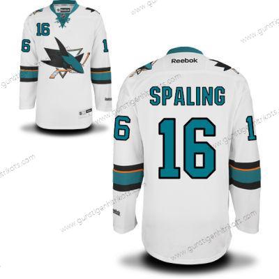 Herren San Jose Sharks #16 Nick Spaling Auswärtstrikots Hockey Trikots – Weiß