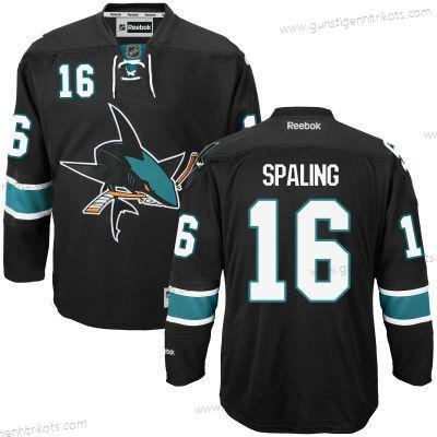 Herren San Jose Sharks #16 Nick Spaling Ausweichtrikot Hockey Trikots – Schwarz