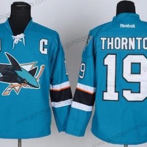 Herren San Jose Sharks #19 Joe Thornton 2014 Trikots – Blau