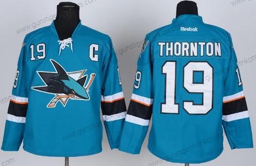 Herren San Jose Sharks #19 Joe Thornton 2014 Trikots – Blau