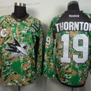 Herren San Jose Sharks #19 Joe Thornton 2014 Trikots – Tarnfarbe