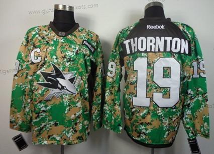 Herren San Jose Sharks #19 Joe Thornton 2014 Trikots – Tarnfarbe