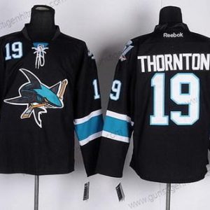 Herren San Jose Sharks #19 Joe Thornton Ausweichtrikot Trikots – Schwarz