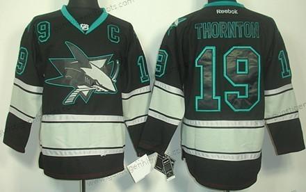 Herren San Jose Sharks #19 Joe Thornton Ice Trikots – Schwarz