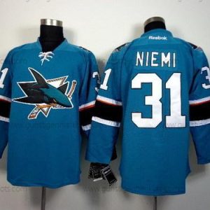 Herren San Jose Sharks #31 Antti Niemi 2014 Trikots – Blau