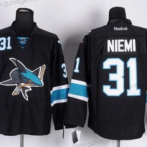 Herren San Jose Sharks #31 Antti Niemi Ausweichtrikot Trikots – Schwarz