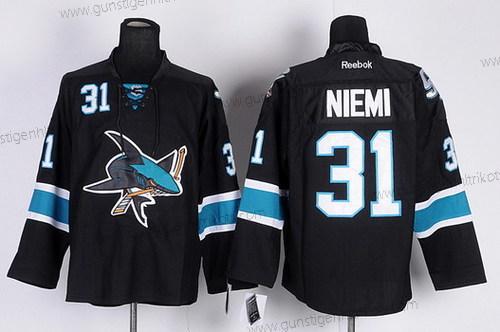 Herren San Jose Sharks #31 Antti Niemi Ausweichtrikot Trikots – Schwarz