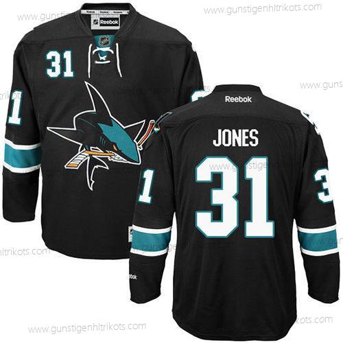 Herren San Jose Sharks #31 Martin Jones Premier ersatzweise Trikots – Schwarz