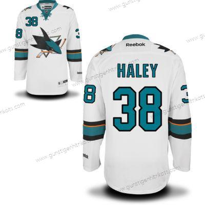 Herren San Jose Sharks #38 Micheal Haley Auswärtstrikots Hockey Trikots – Weiß