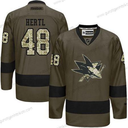 Herren San Jose Sharks #48 Tomas Hertl Reebok Spieler Trikots – Grün Tarnfarbe