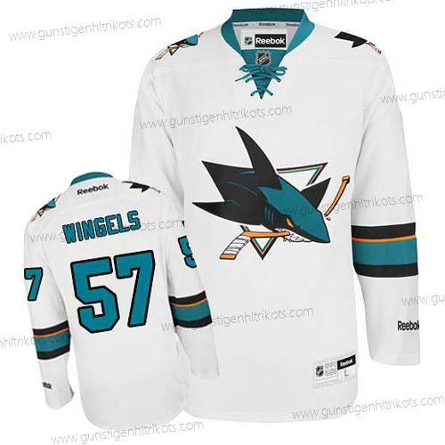 Herren San Jose Sharks #57 Tommy Wingels Auswärtstrikots Trikots – Weiß