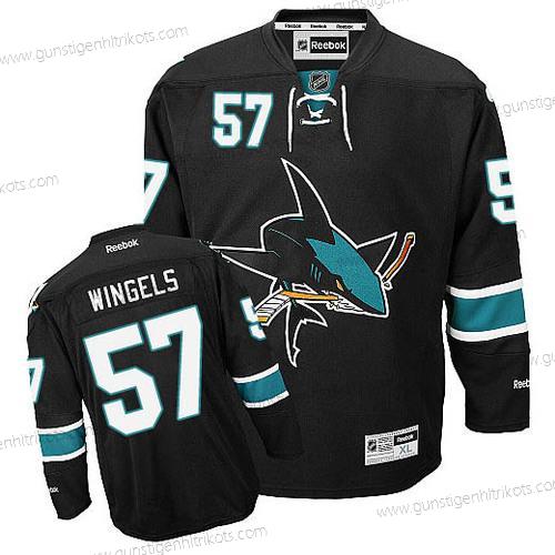 Herren San Jose Sharks #57 Tommy Wingels Ausweichtrikot Trikots – Schwarz