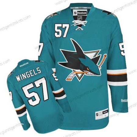 Herren San Jose Sharks #57 Tommy Wingels Heimtrikots Trikots – Blaugrün