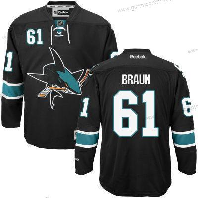 Herren San Jose Sharks #61 Justin Braun Ausweichtrikot Hockey Trikots – Schwarz