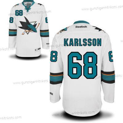 Herren San Jose Sharks #68 Melker Karlsson Auswärtstrikots Hockey Trikots – Weiß