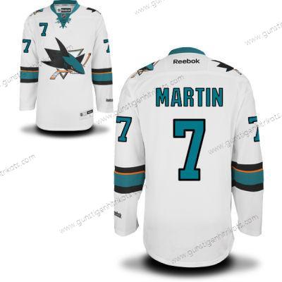 Herren San Jose Sharks #7 Paul Martin Auswärtstrikots Trikots – Weiß