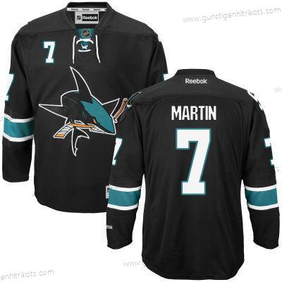 Herren San Jose Sharks #7 Paul Martin Ausweichtrikot Trikots – Schwarz