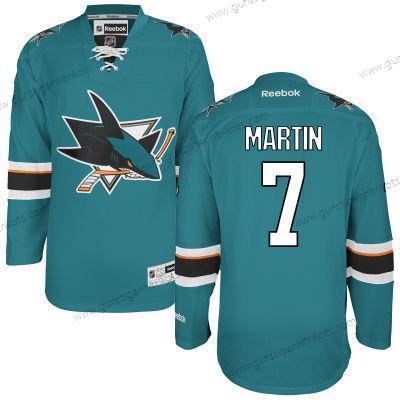 Herren San Jose Sharks #7 Paul Martin Heimtrikots Trikots – Blaugrün