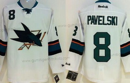 Herren San Jose Sharks #8 Joe Pavelski 2014 Trikots – Weiß